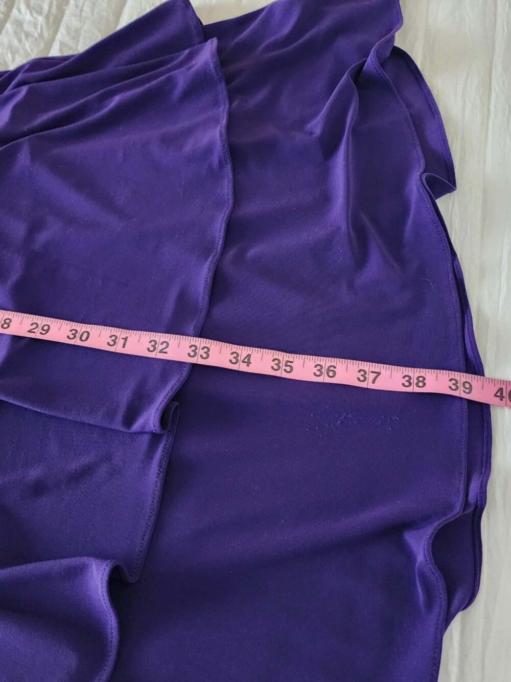 American Living Purple Ruffle Midi Dress Size 12 Ruched Flattering Fit - Picture 3 of 10